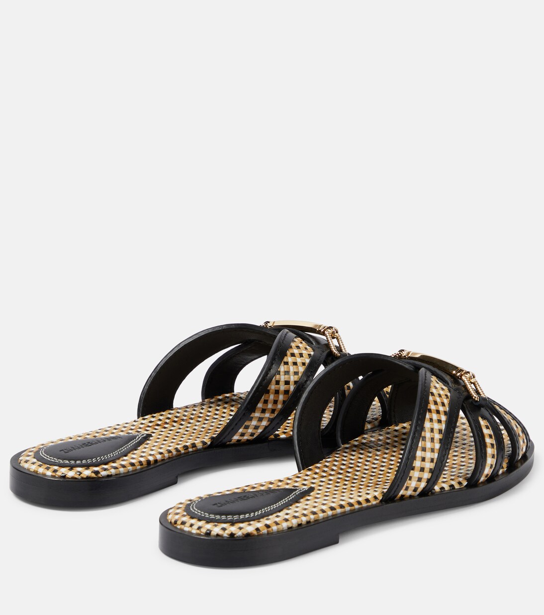 Mules Prisma en raphia et cuir | Zimmermann