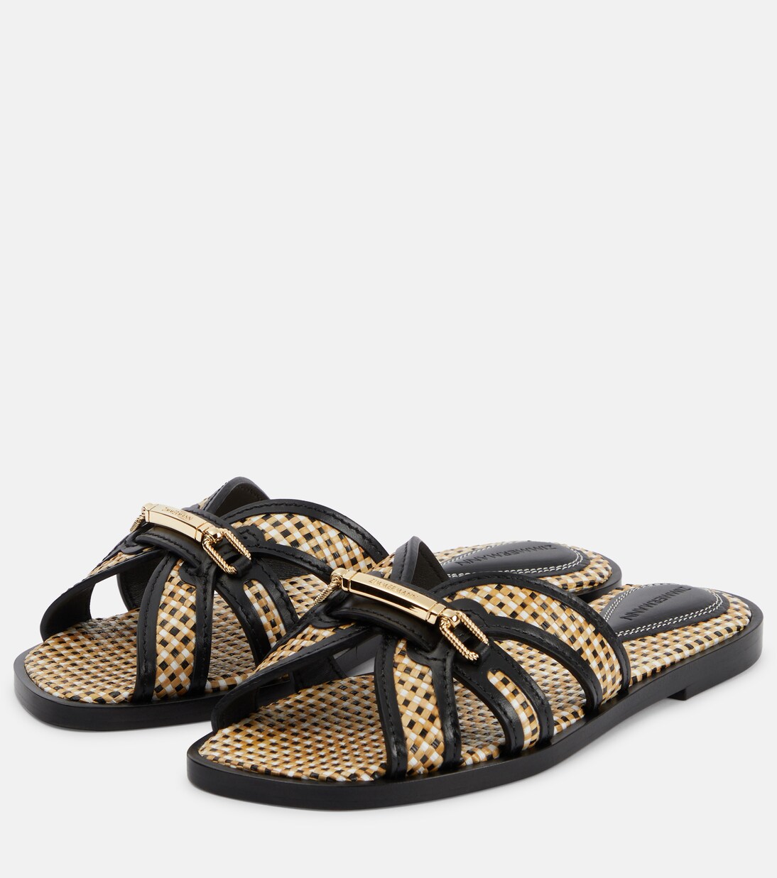 Mules Prisma en raphia et cuir | Zimmermann