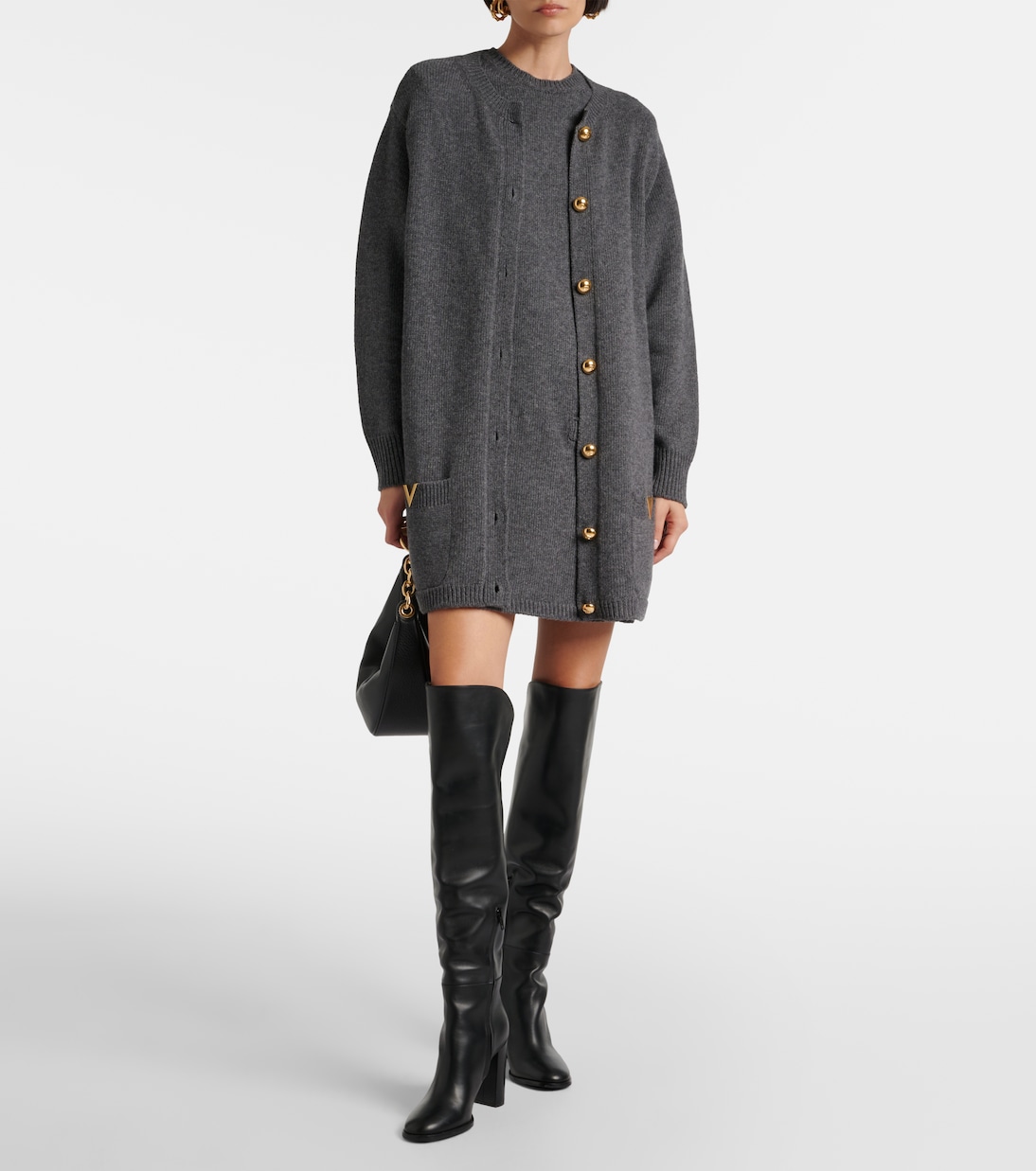 Cardigan oversize VGold in lana vergine | Valentino