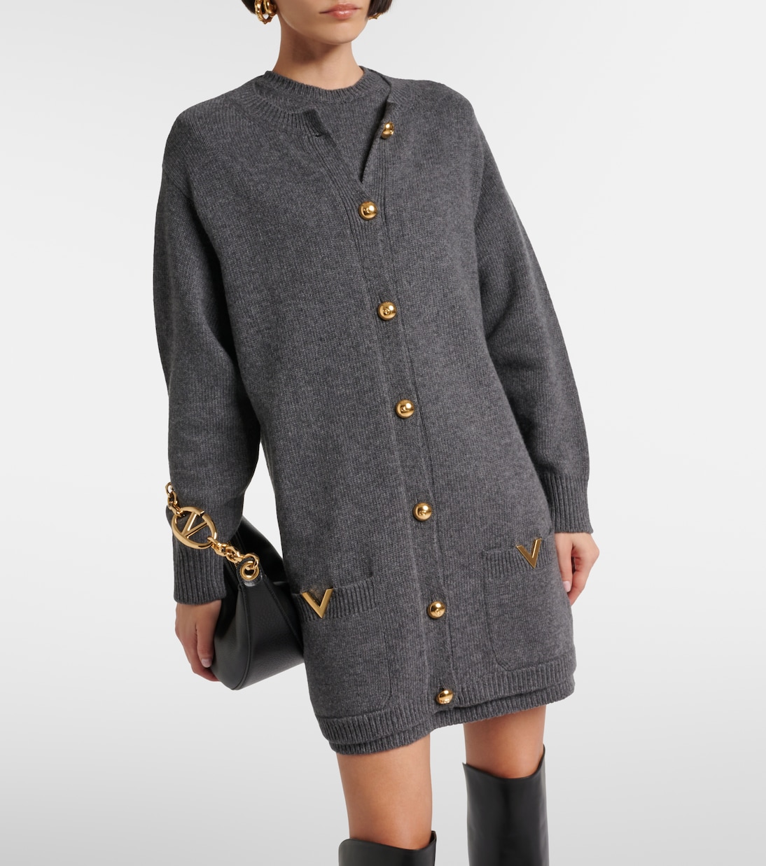 Cardigan oversize VGold in lana vergine | Valentino