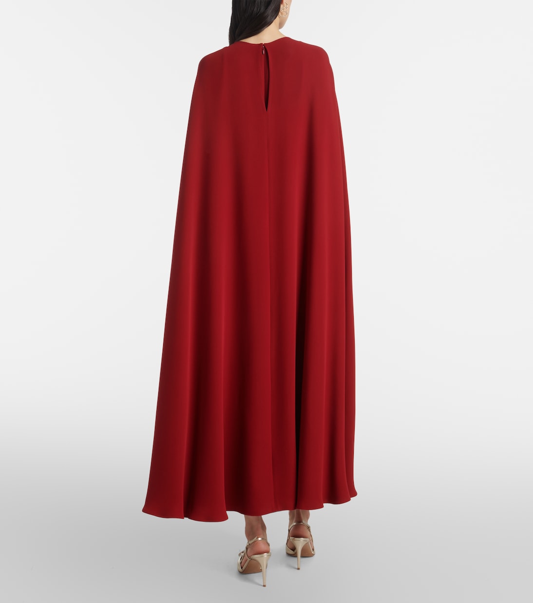Abito lungo in seta cady couture con mantella | Valentino