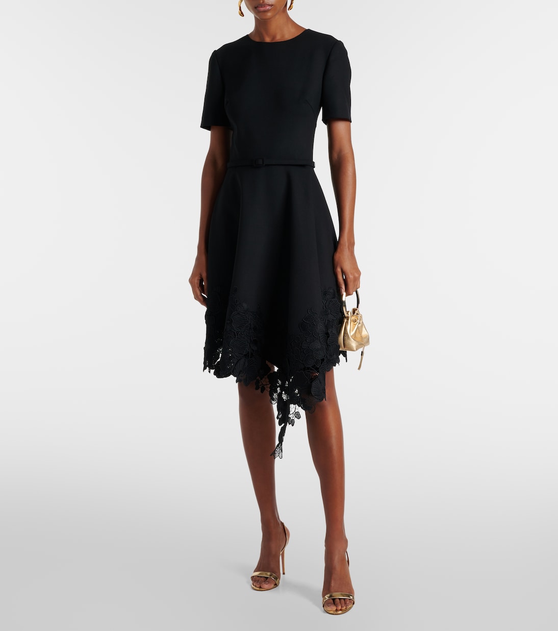 Asymmetric wool-blend midi dress | Oscar de la Renta