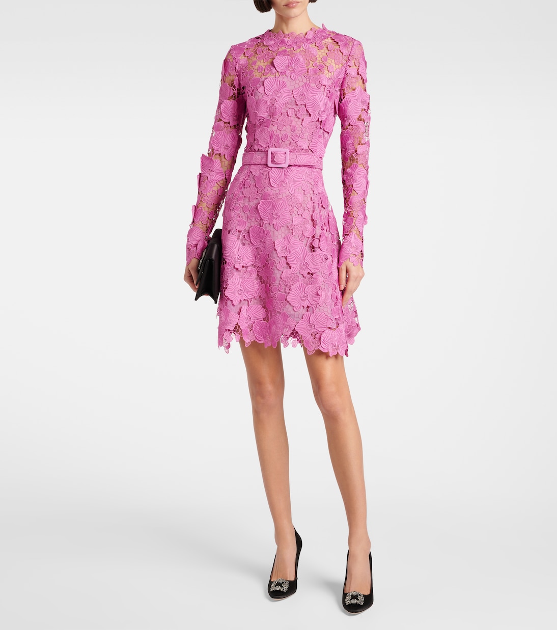 Vestido corto de encaje floral | Oscar de la Renta