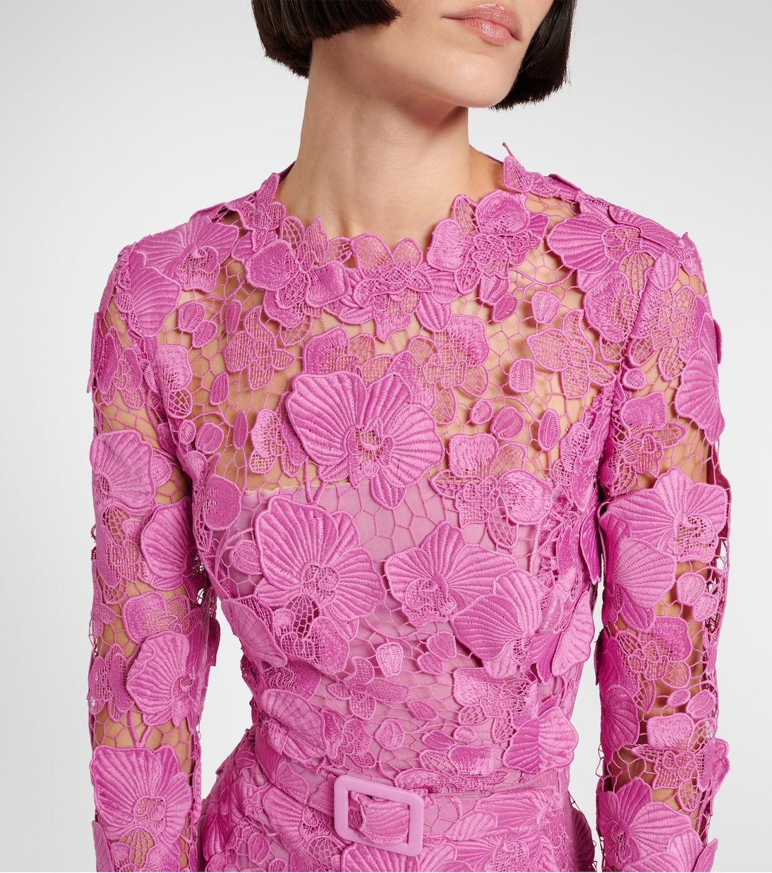 Vestido corto de encaje floral | Oscar de la Renta