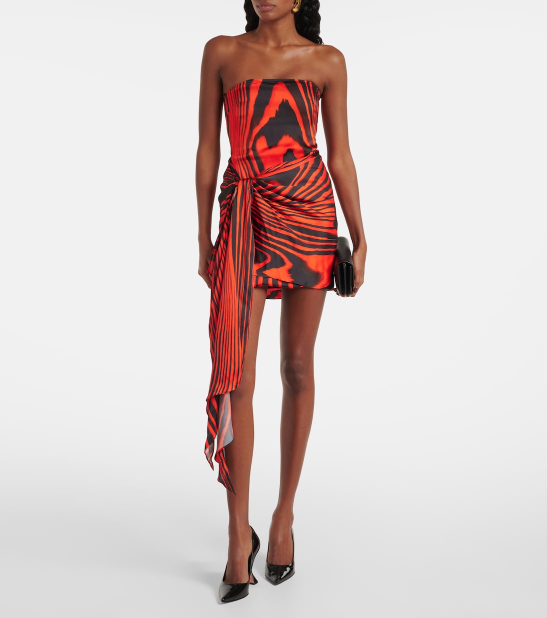 Zebra-print gathered bustier dress | David Koma