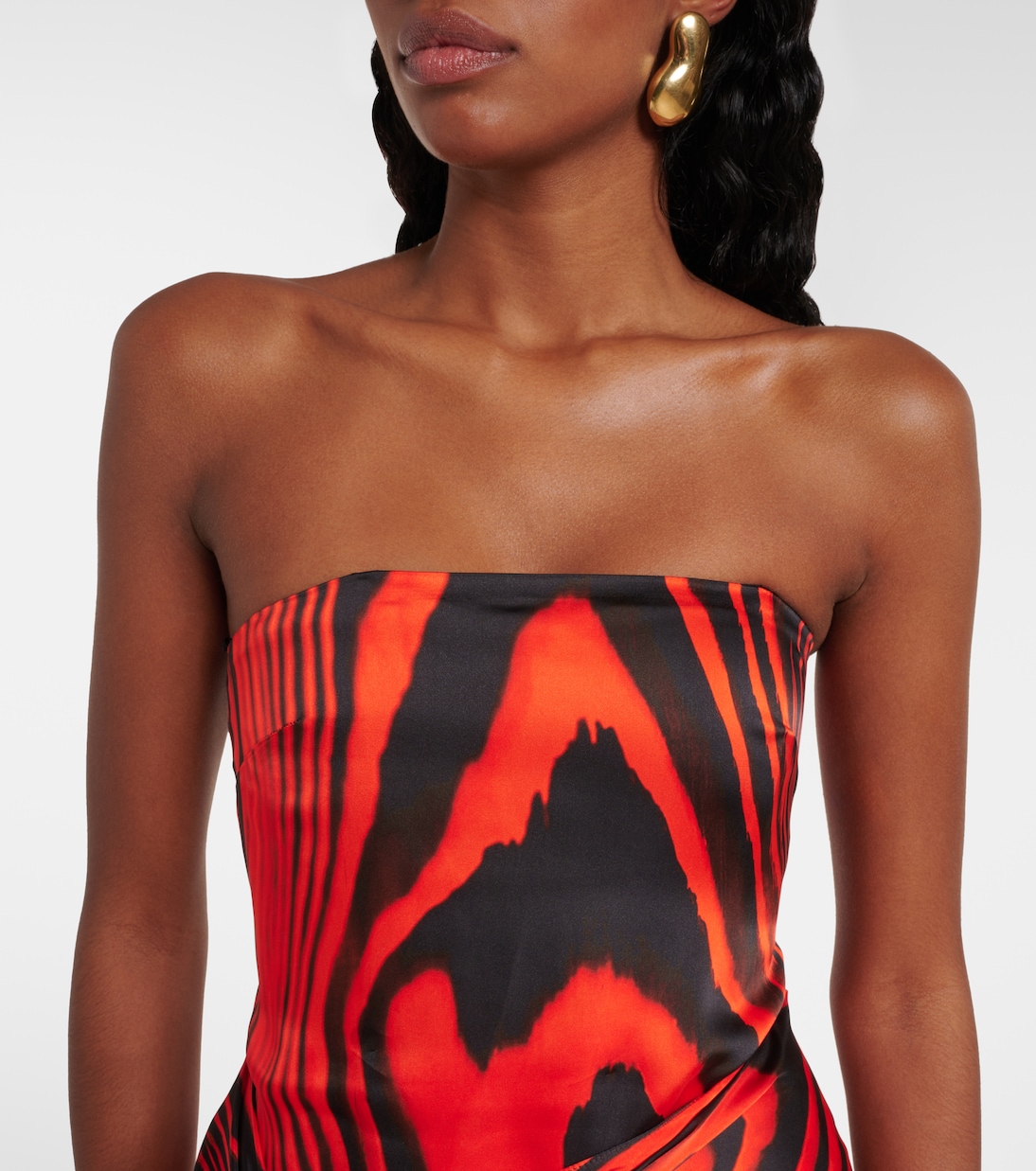 Zebra-print gathered bustier dress | David Koma