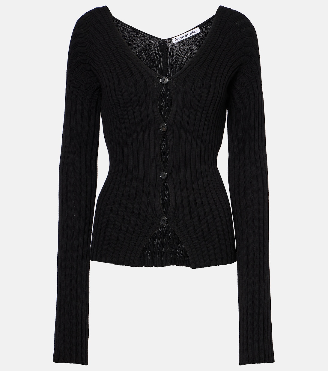 Cardigan in crêpe di cotone a coste | Acne Studios