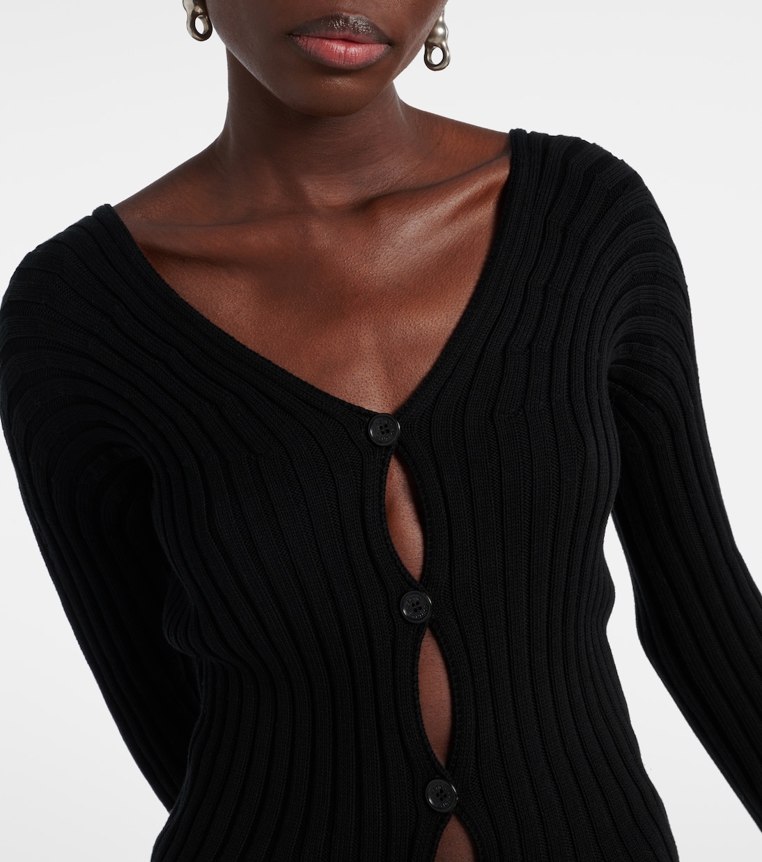 Cardigan in crêpe di cotone a coste | Acne Studios