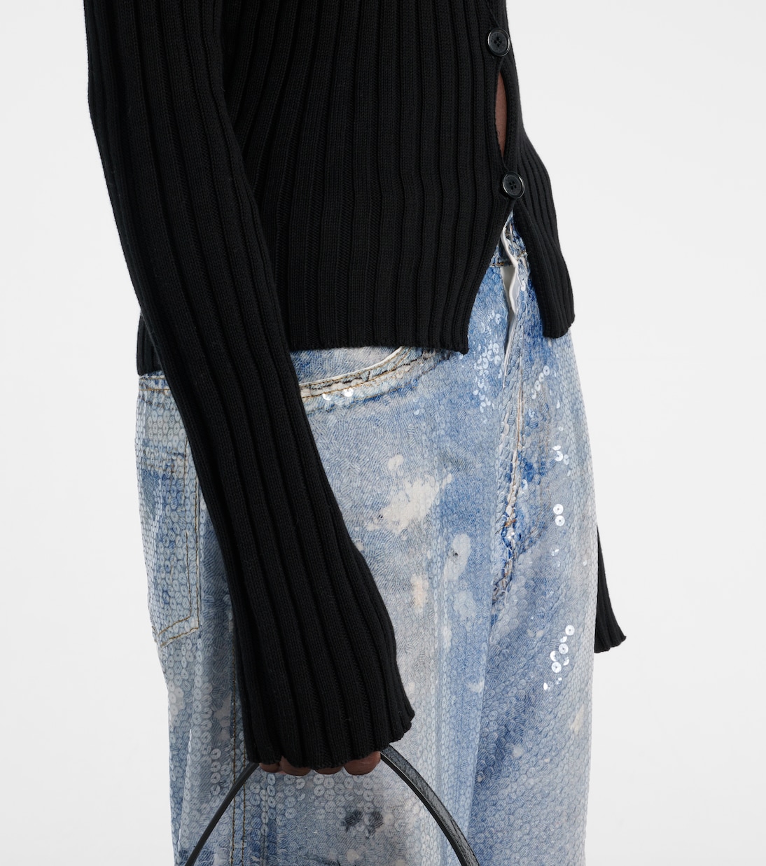Cardigan in crêpe di cotone a coste | Acne Studios