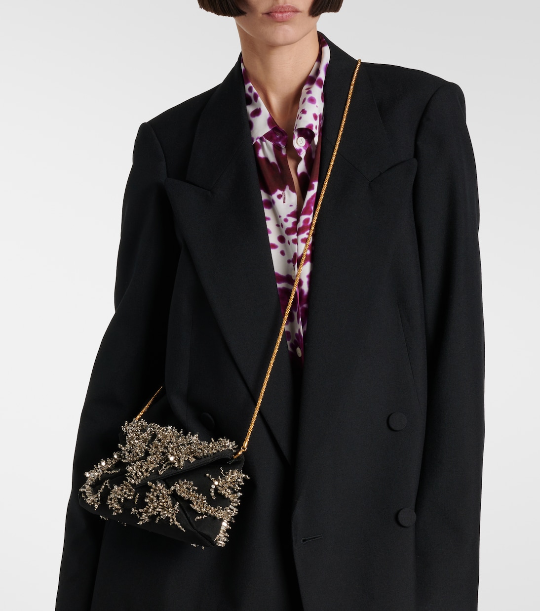 Clutch in raso con cristalli | Dries Van Noten