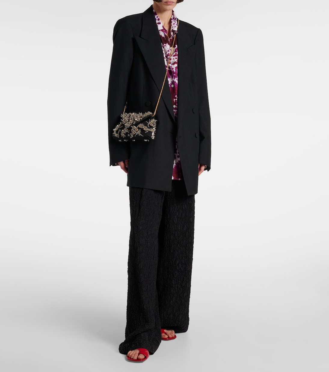 Clutch in raso con cristalli | Dries Van Noten