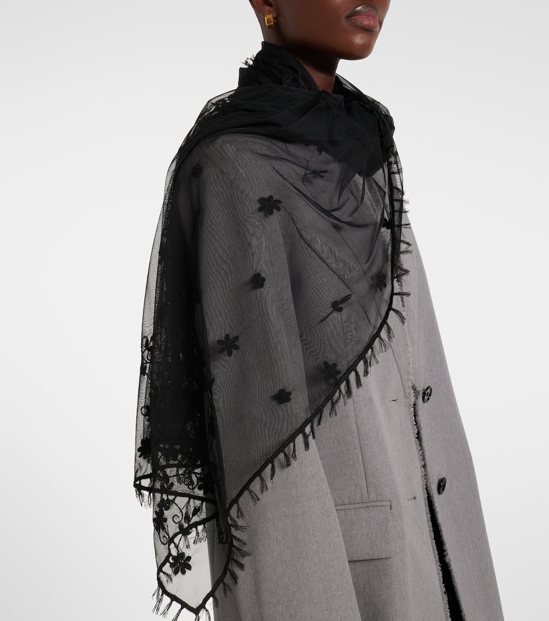 Sciarpa in tulle con ricamo | Toteme