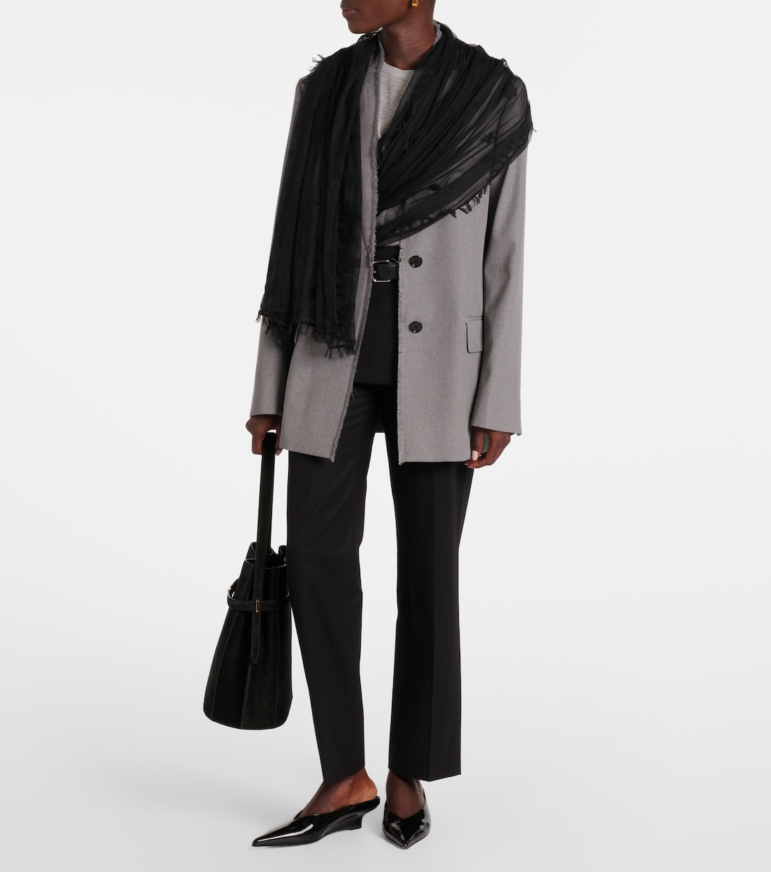 Sciarpa in tulle con ricamo | Toteme