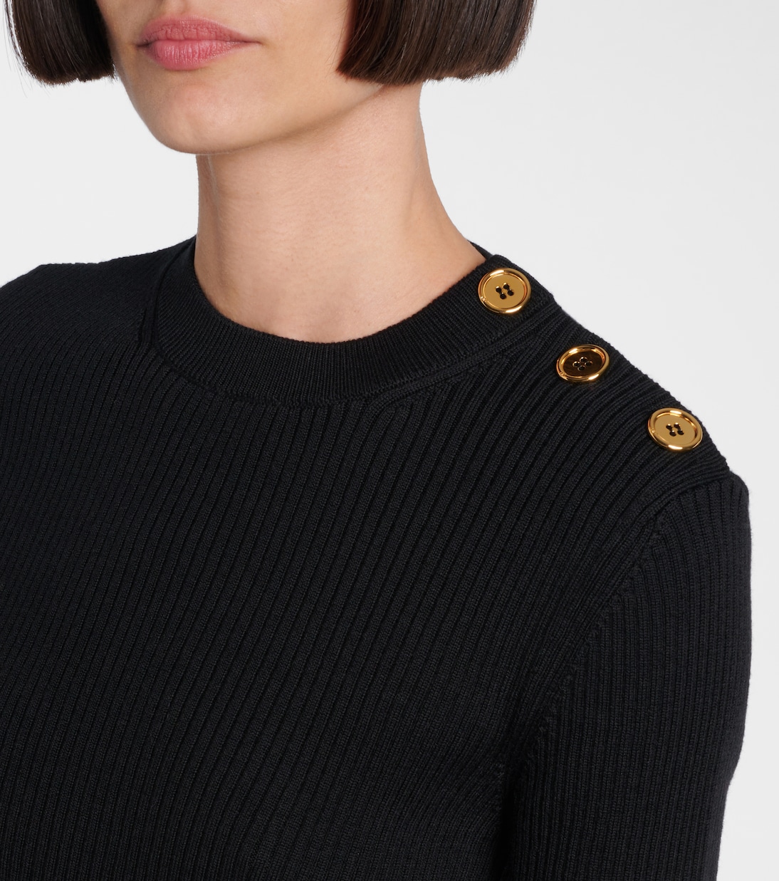 Ribbed-knit peplum wool top | Patou