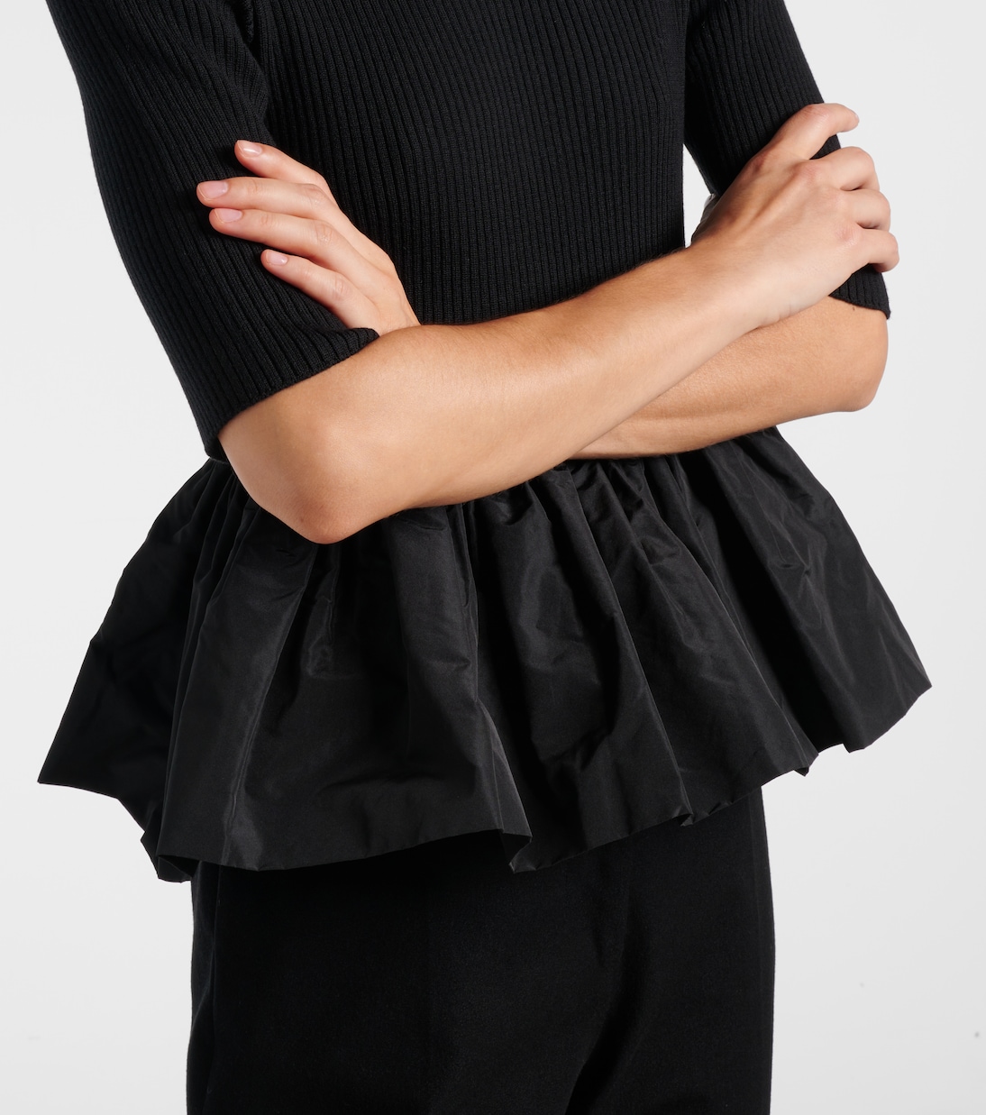 Ribbed-knit peplum wool top | Patou