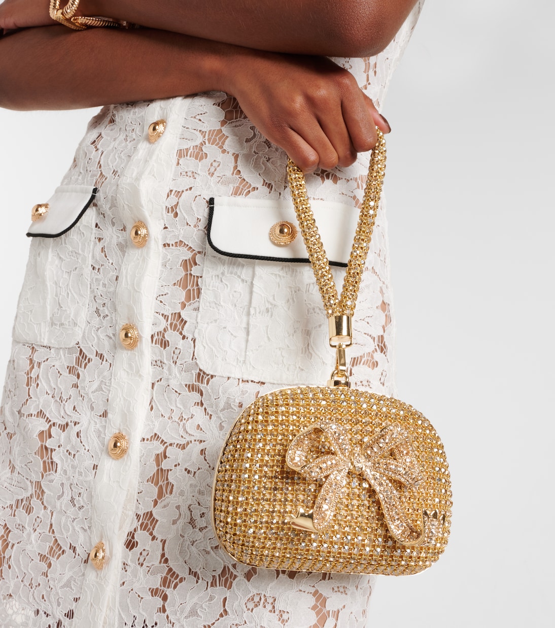 Bow Mini crystal-embellished clutch | Self-Portrait