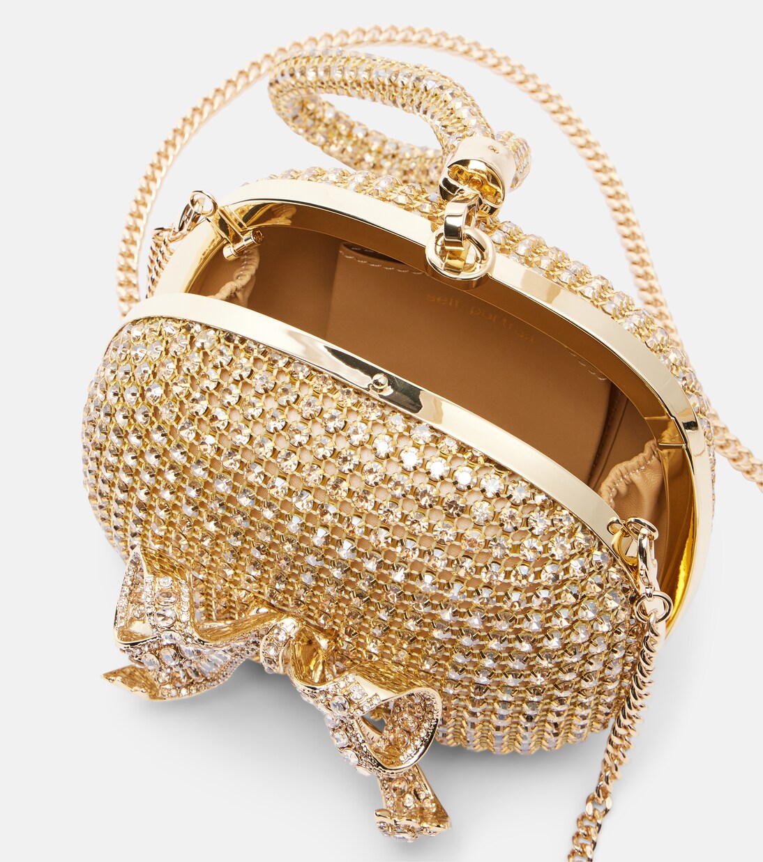 Bow Mini crystal-embellished clutch | Self-Portrait