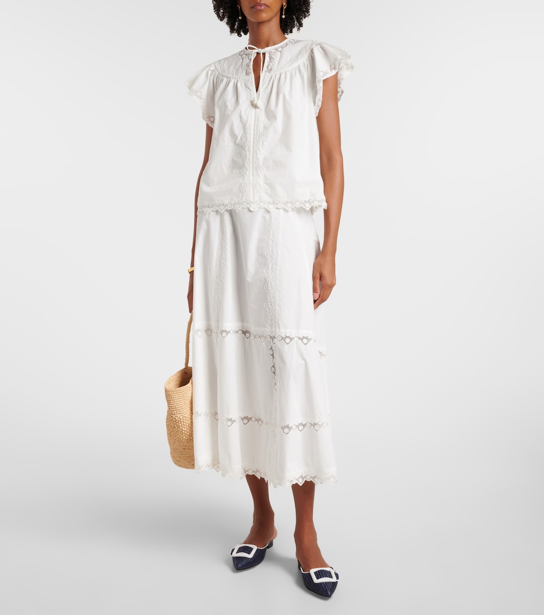 Lucia embroidered cotton midi skirt | Ulla Johnson