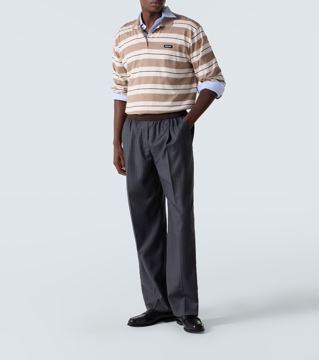 Pinstripe virgin wool straight pants | Miu Miu