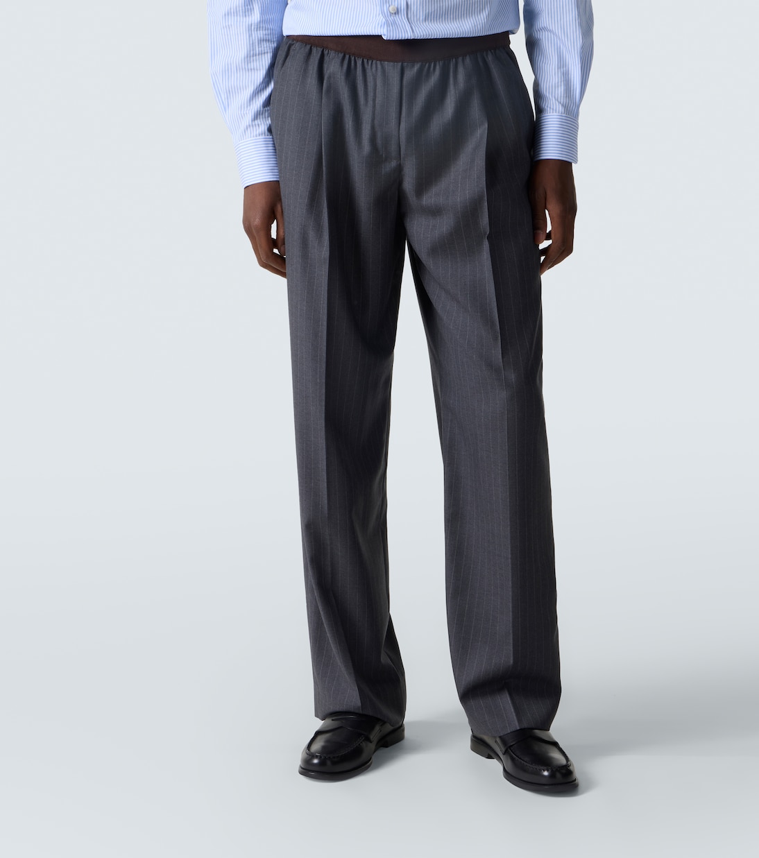 Pinstripe virgin wool straight pants | Miu Miu