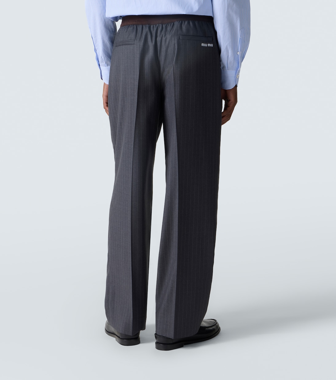 Pinstripe virgin wool straight pants | Miu Miu