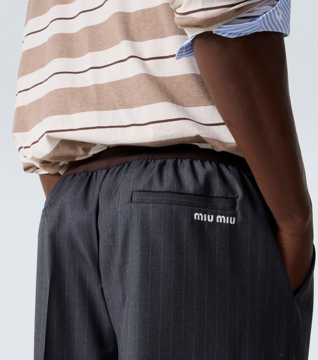 Pinstripe virgin wool straight pants | Miu Miu