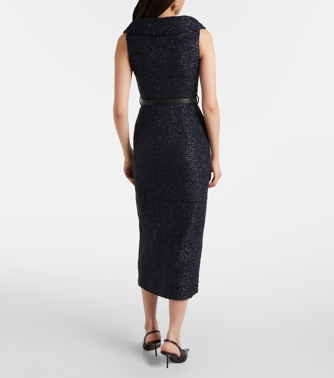 Belted bouclé midi dress | Self-Portrait