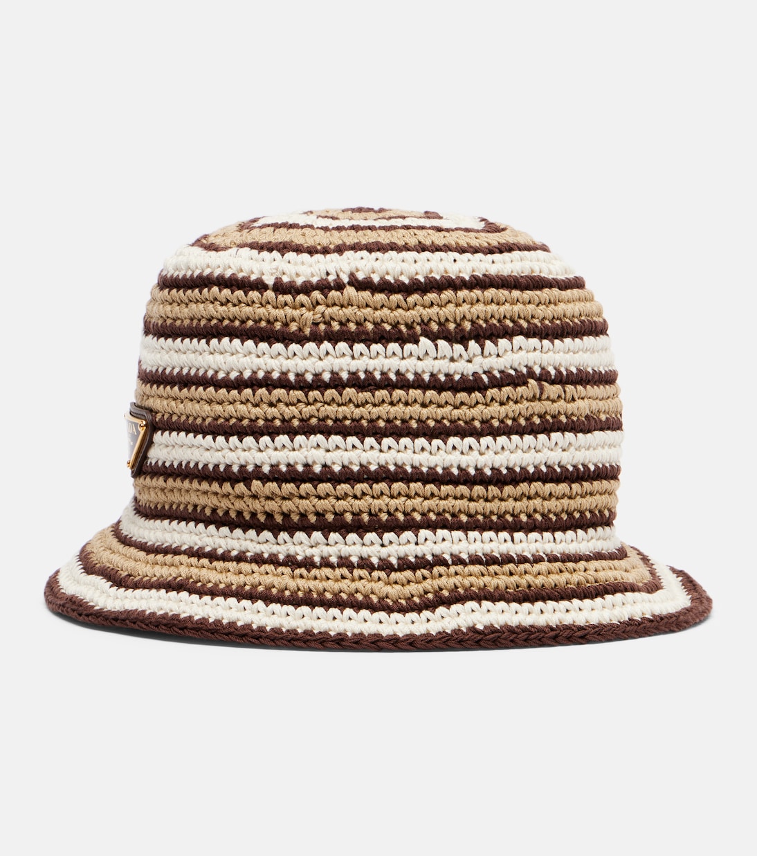 Logo cotton crochet bucket hat | Prada