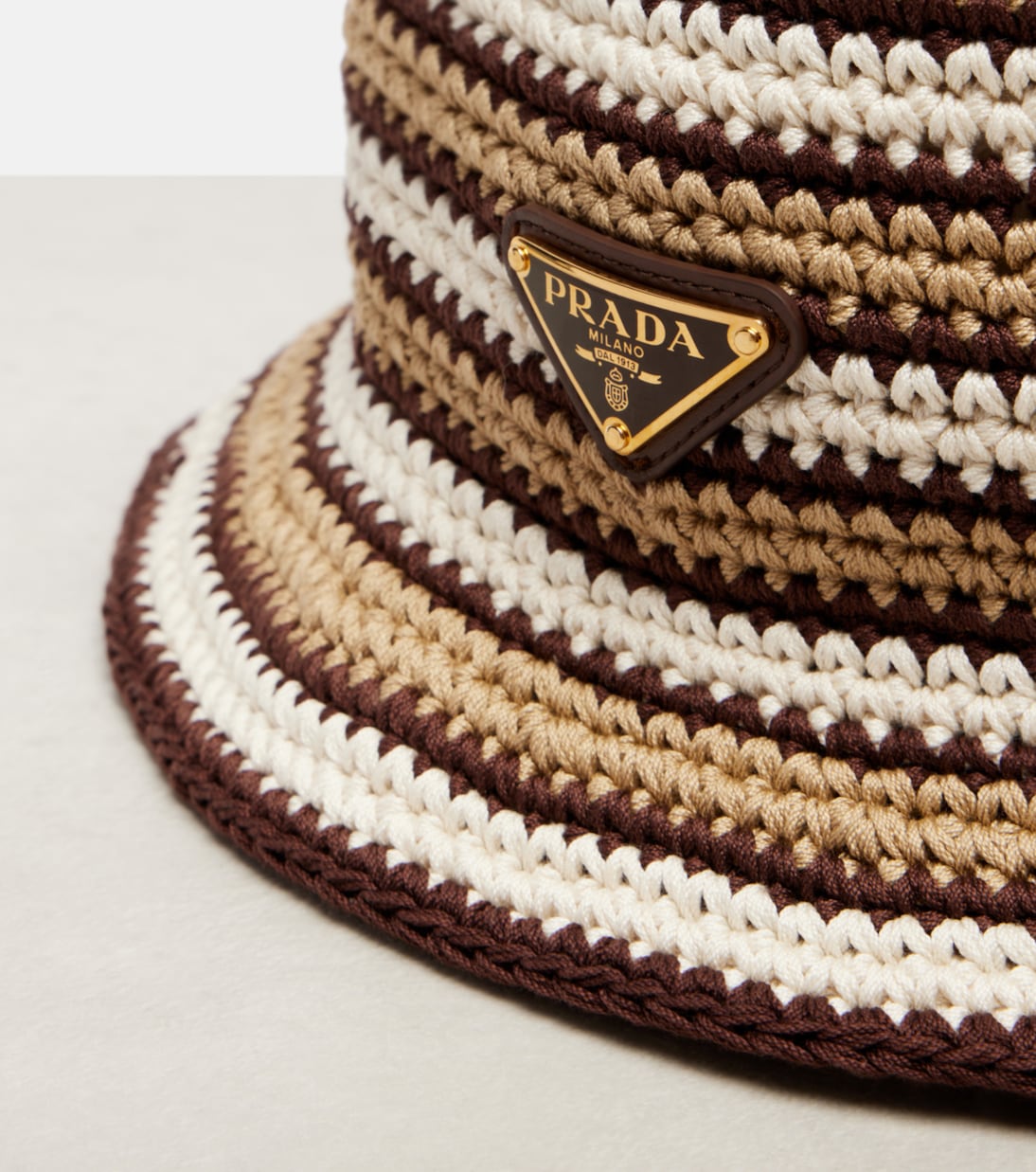 Logo cotton crochet bucket hat | Prada