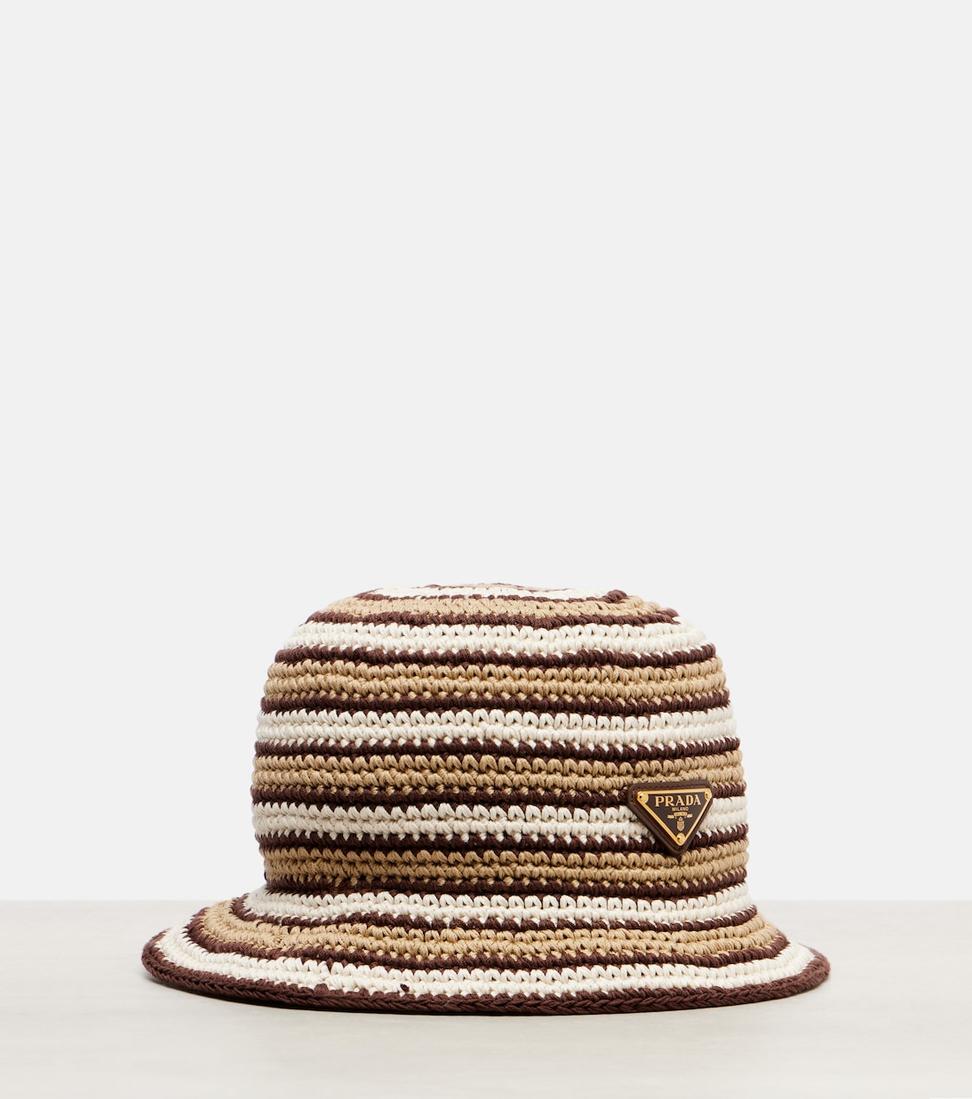 Logo cotton crochet bucket hat | Prada