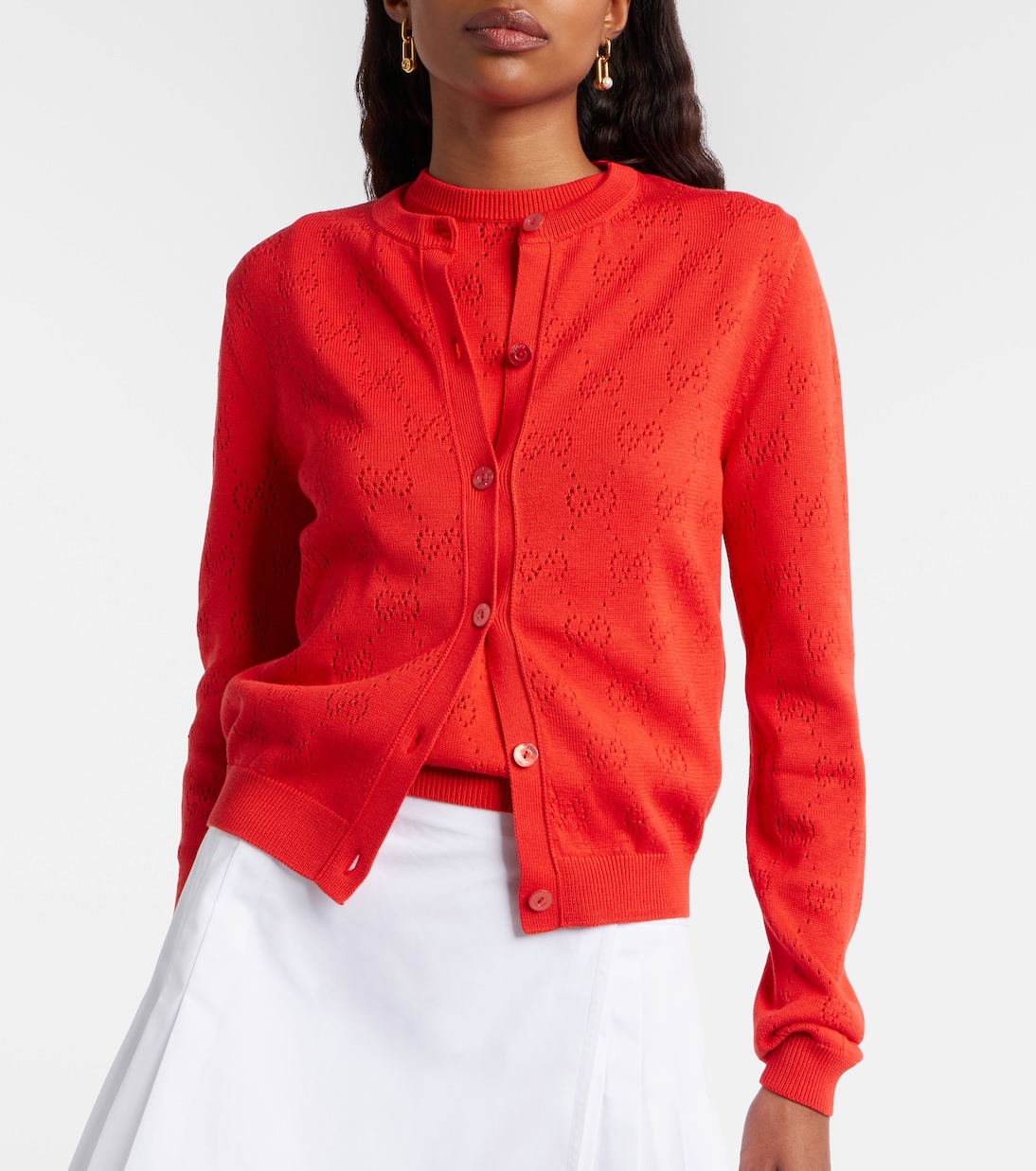 GG pointelle silk and cotton cardigan | Gucci