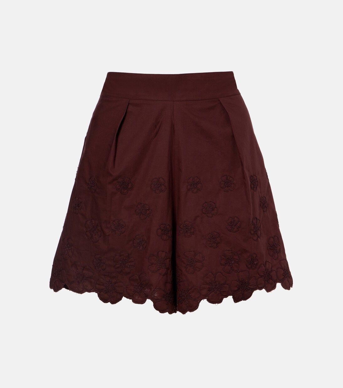 Embroidered floral cotton poplin shorts | Juliet Dunn