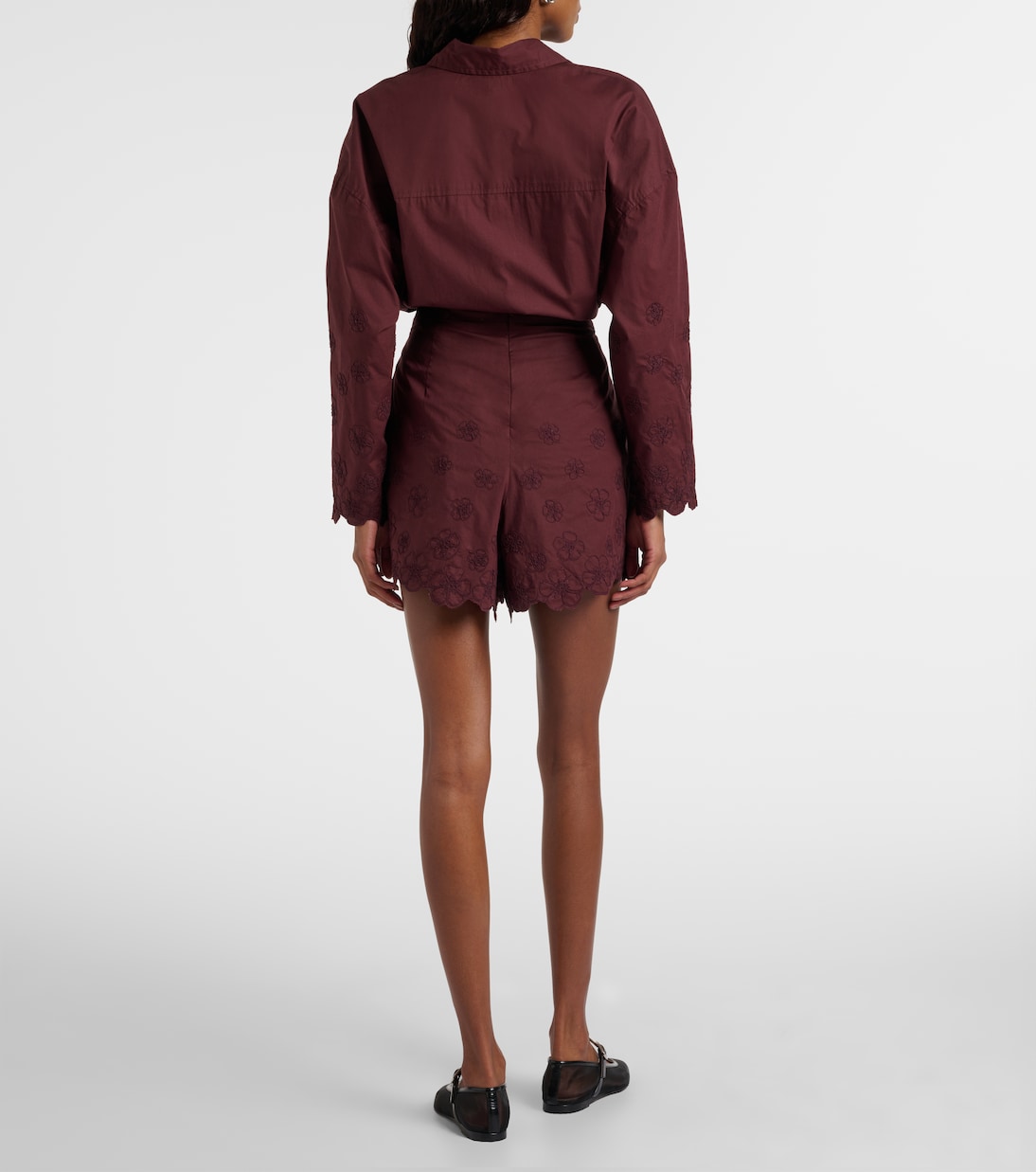 Embroidered floral cotton poplin shorts | Juliet Dunn