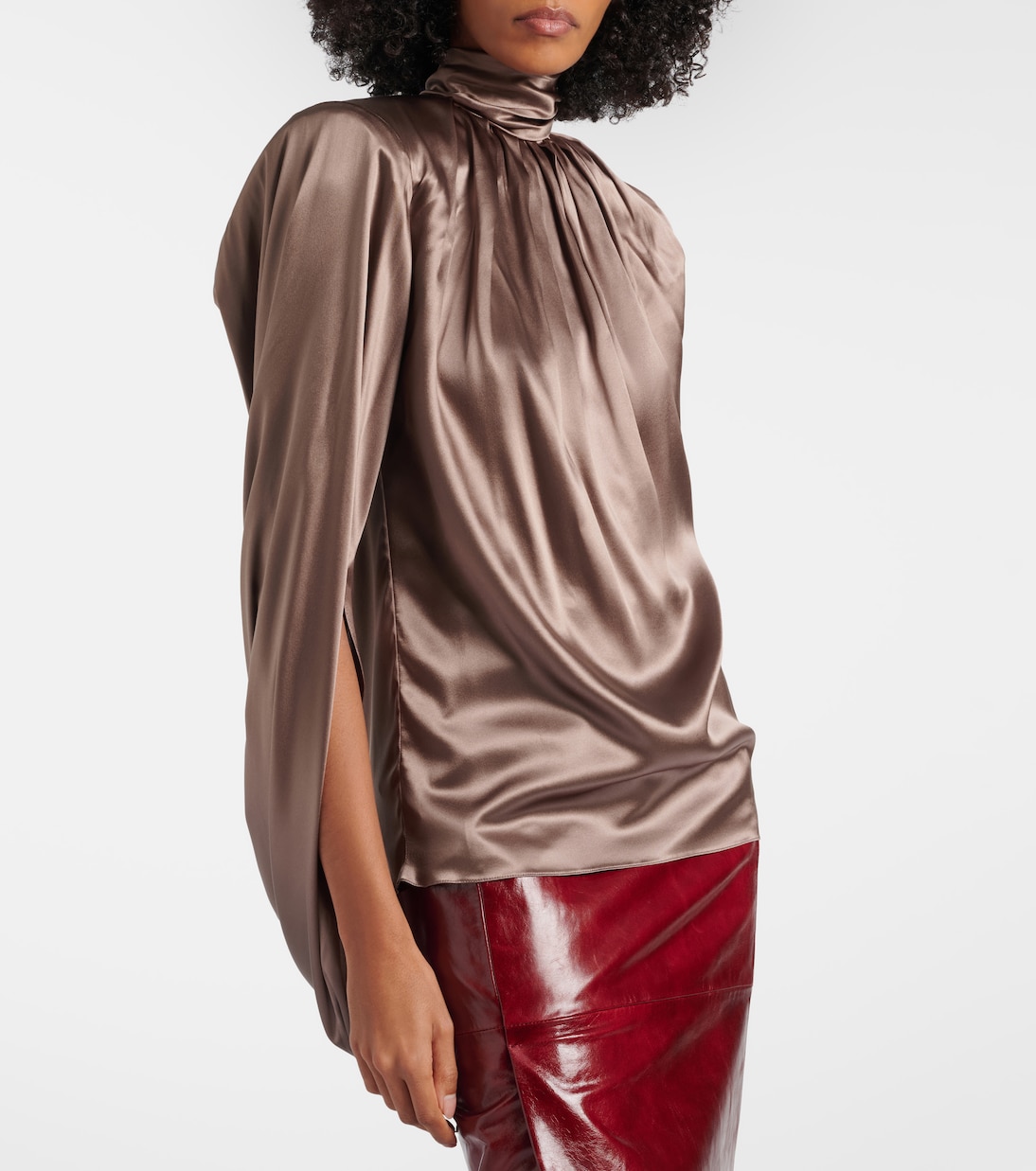 Draped silk-blend satin top | Mugler