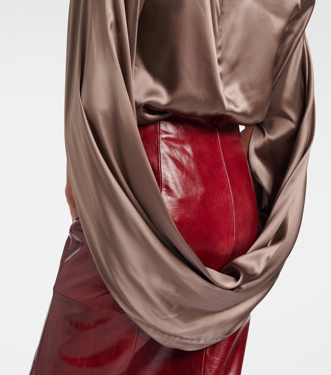 Draped silk-blend satin top | Mugler