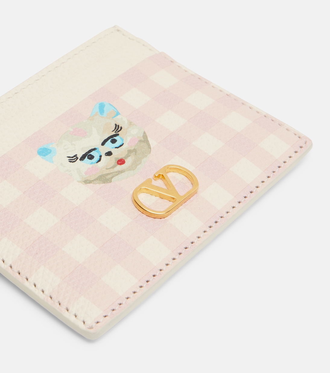 Tarjetero de piel a cuadros con VLogo | Valentino Garavani