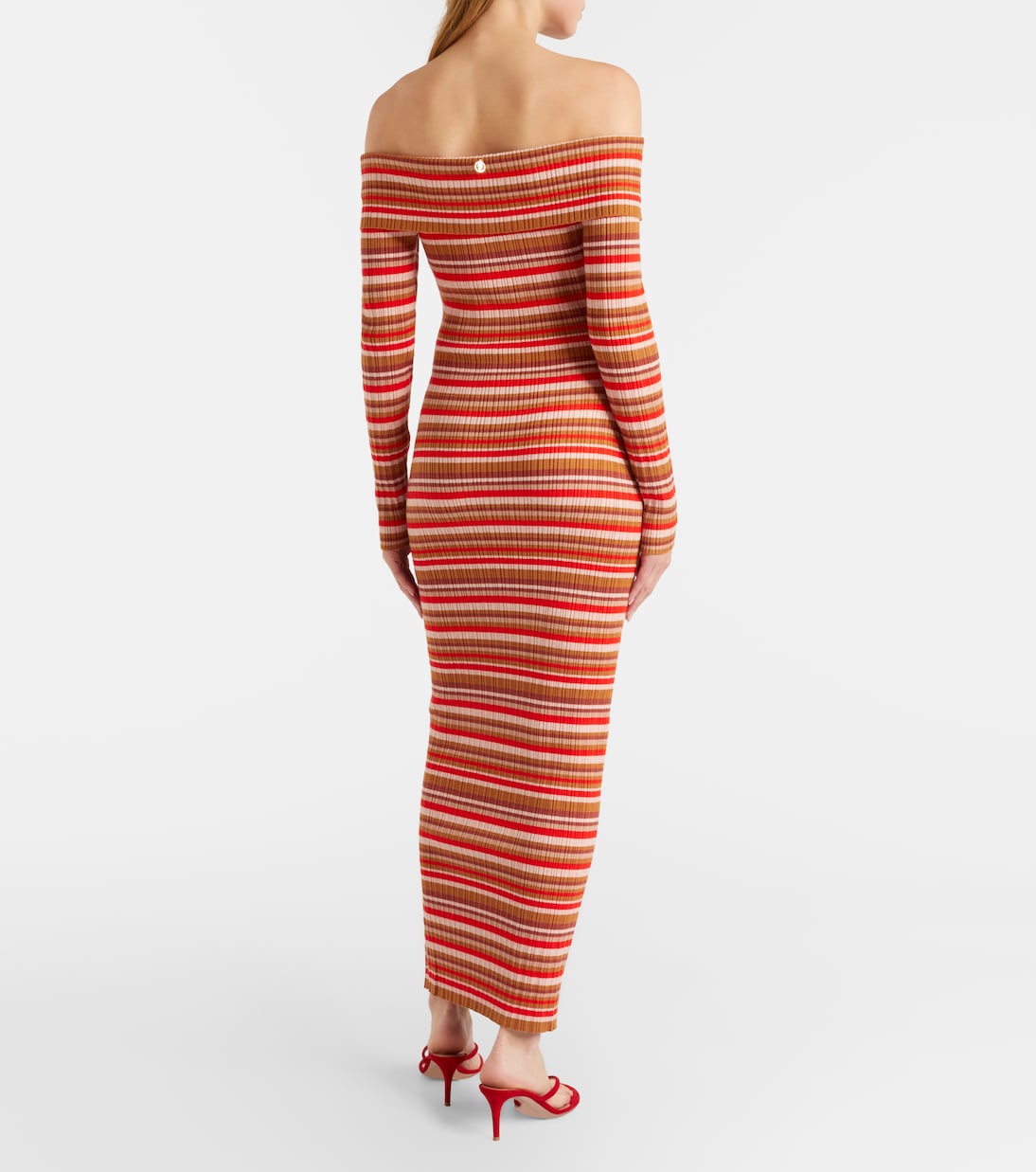 Robe longue Bonnie rayée à encolure bardot | Bananhot