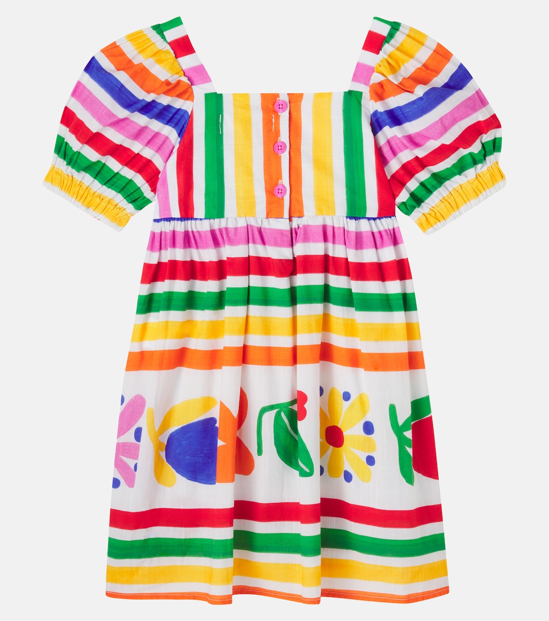 Bedrucktes Kleid Barrado aus Baumwolle | Fábula