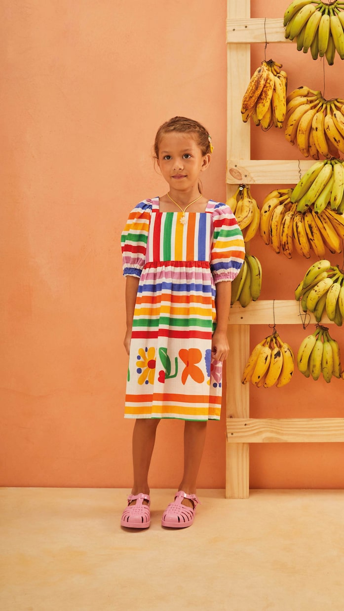 Barrado striped cotton dress | Fábula