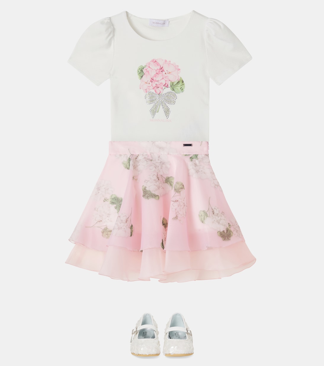 Floral cotton-blend jersey T-shirt | Monnalisa