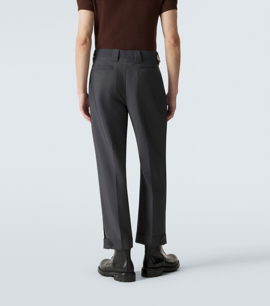 Cropped wool and mohair straight pants | Versace