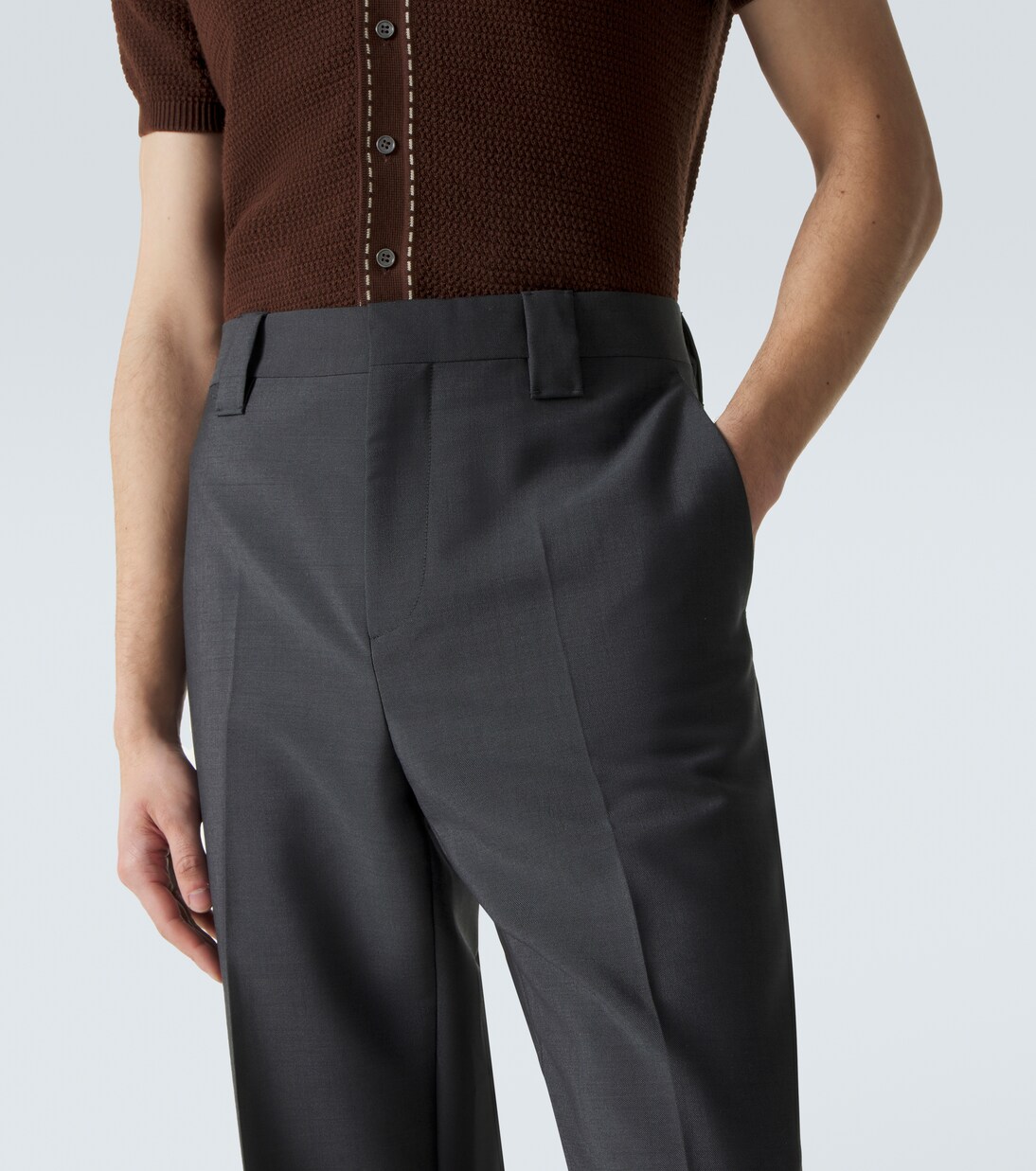 Cropped wool and mohair straight pants | Versace