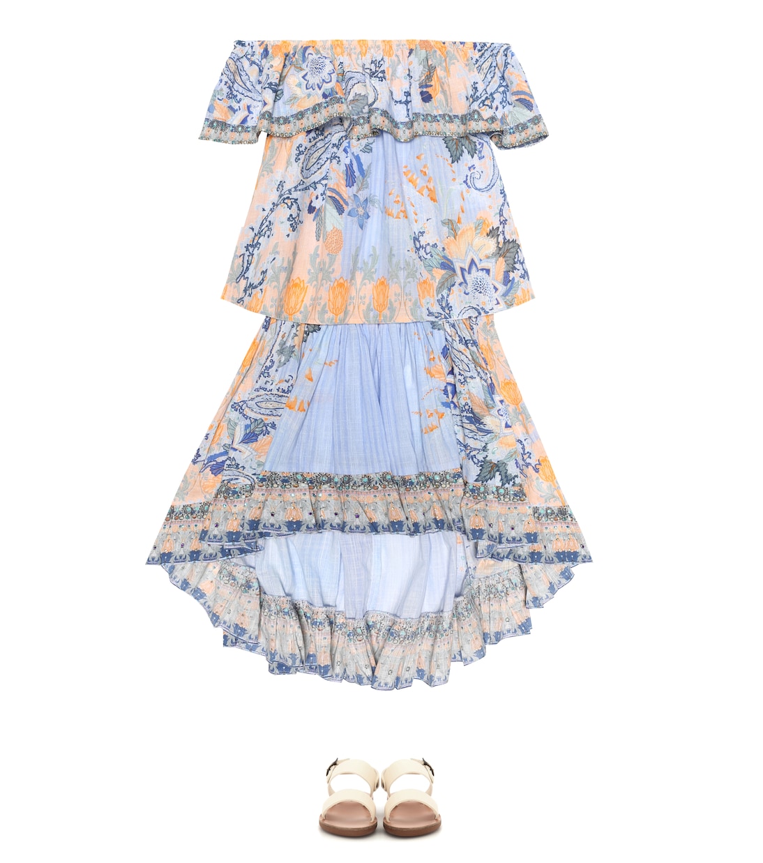 Top à encolure bardot imprimé en coton à ornements | Camilla Kids
