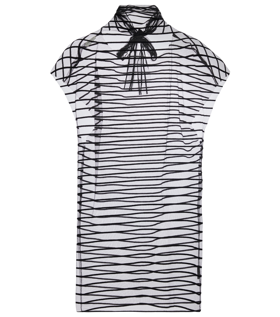 Striped mesh tie-neck top | Dries Van Noten