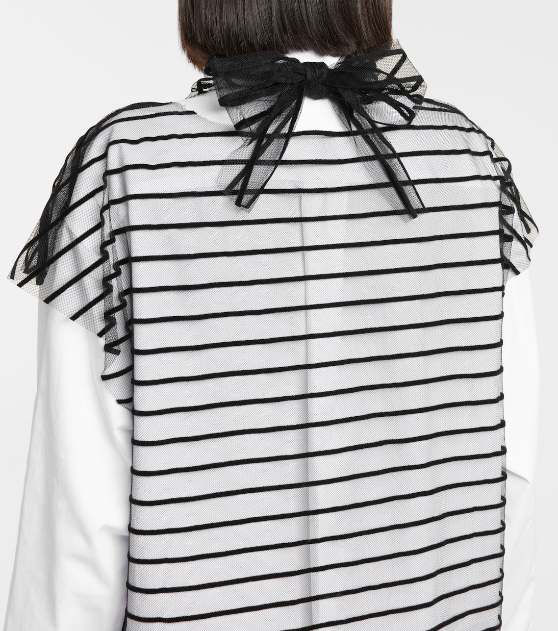 Striped mesh tie-neck top | Dries Van Noten