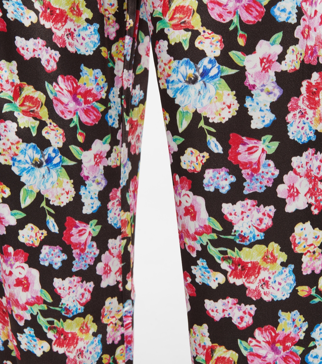Pantalon évasé en satin à fleurs | Ganni