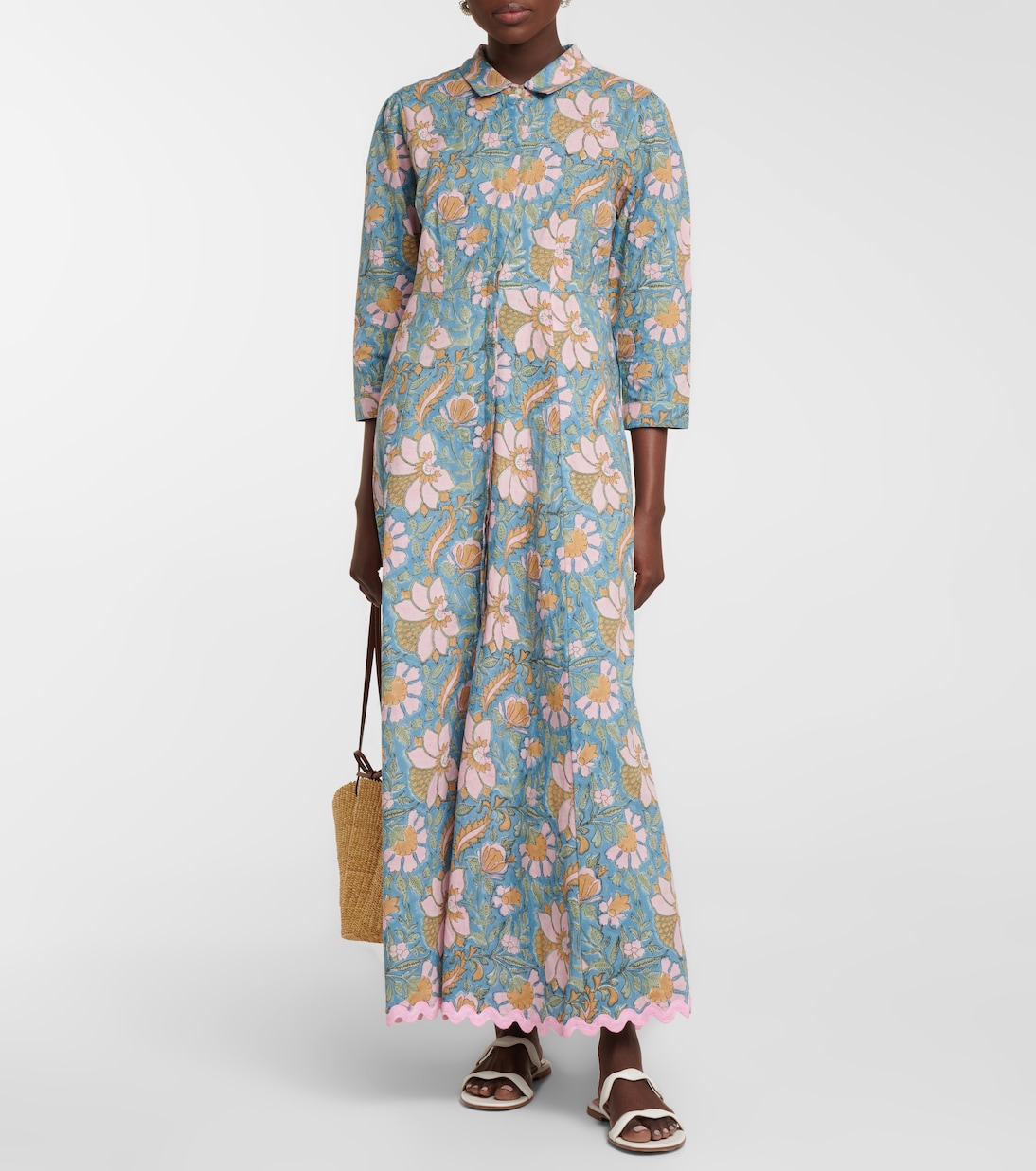 Floral cotton shirt maxi dress | Juliet Dunn