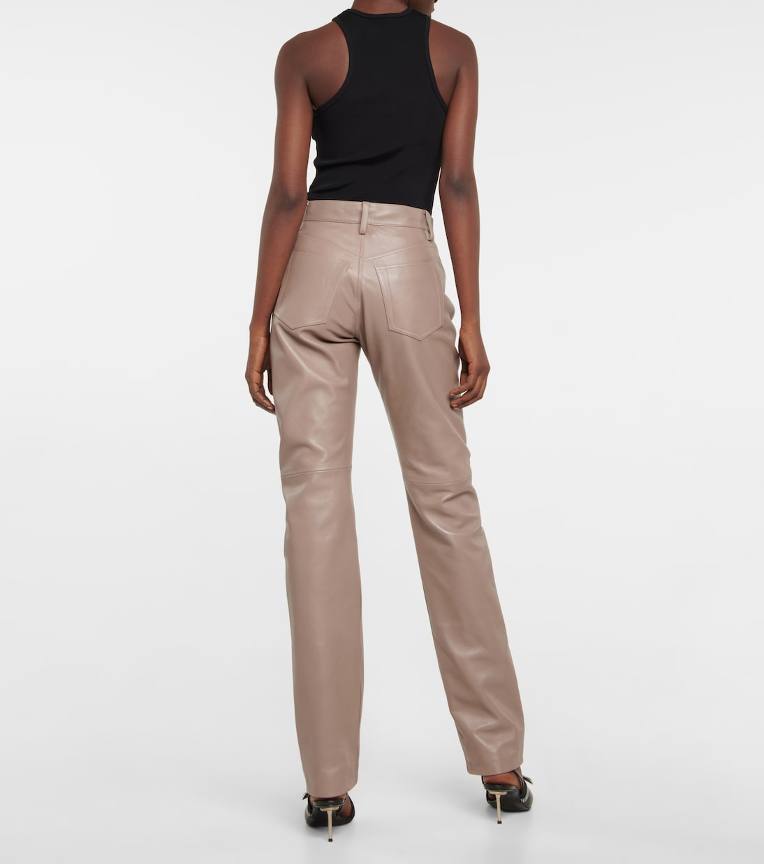 Mid-rise leather pants | The Mannei