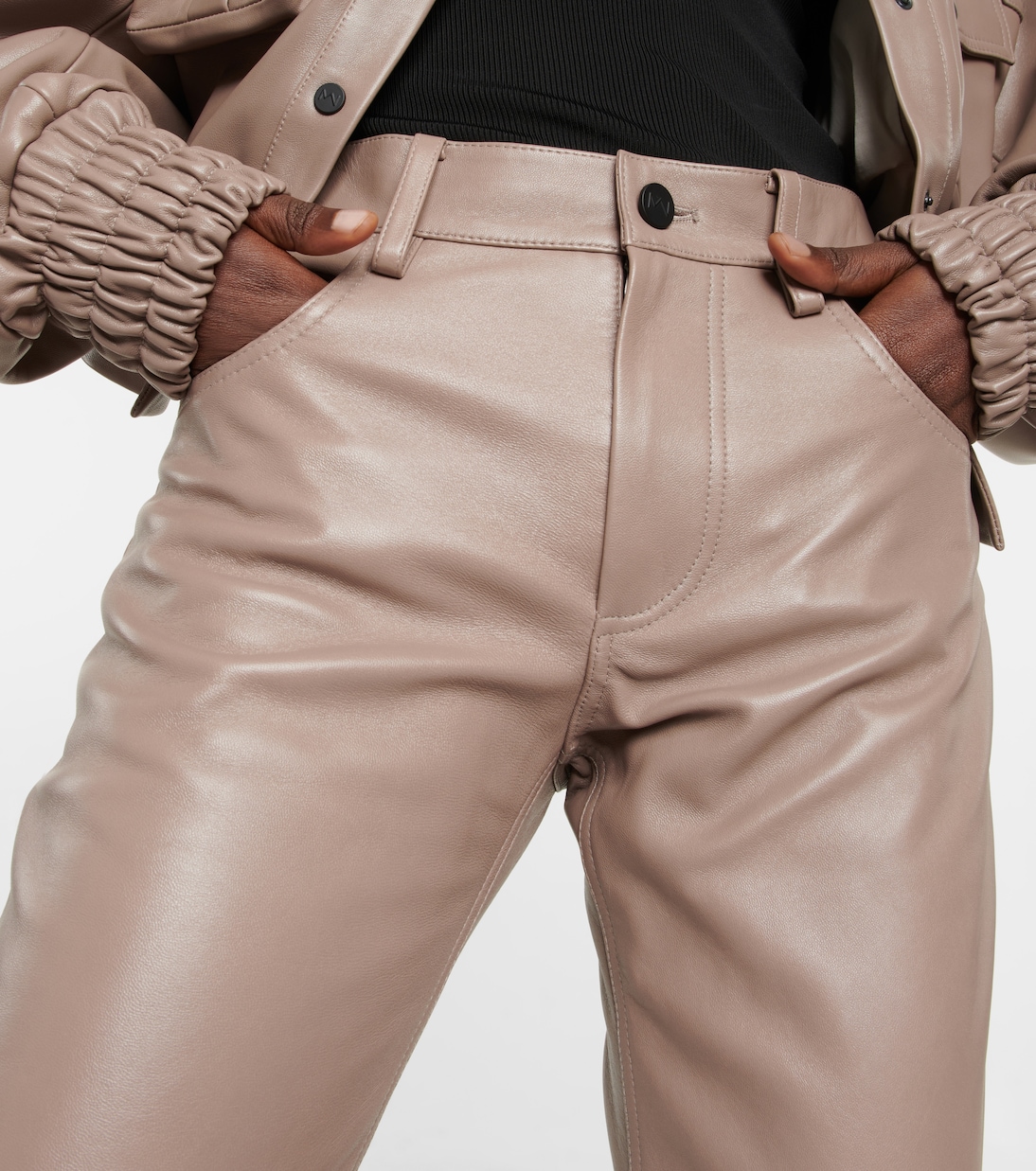Mid-rise leather pants | The Mannei