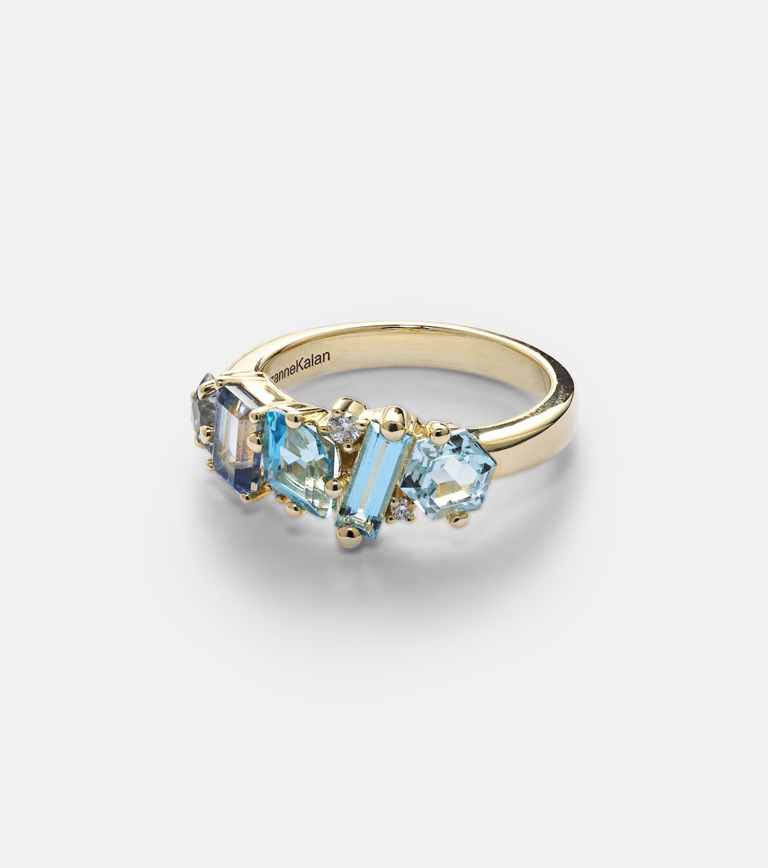Bague en or jaune 14 ct, diamants et topazes | Suzanne Kalan